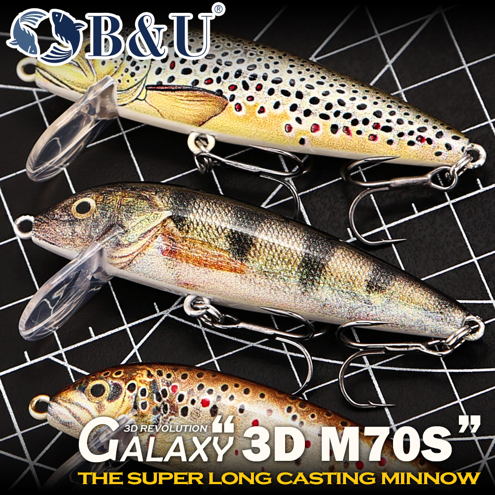 Fishing Hook Treble - B&U Fishing Lures Sinking Minnow, 3D