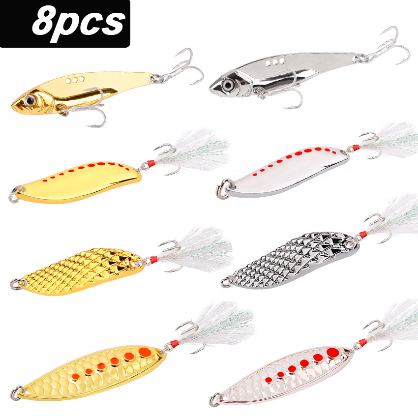 8PCS/Set Lure Metal Spinner Sp – обзор и цена Fishing Hook Treble