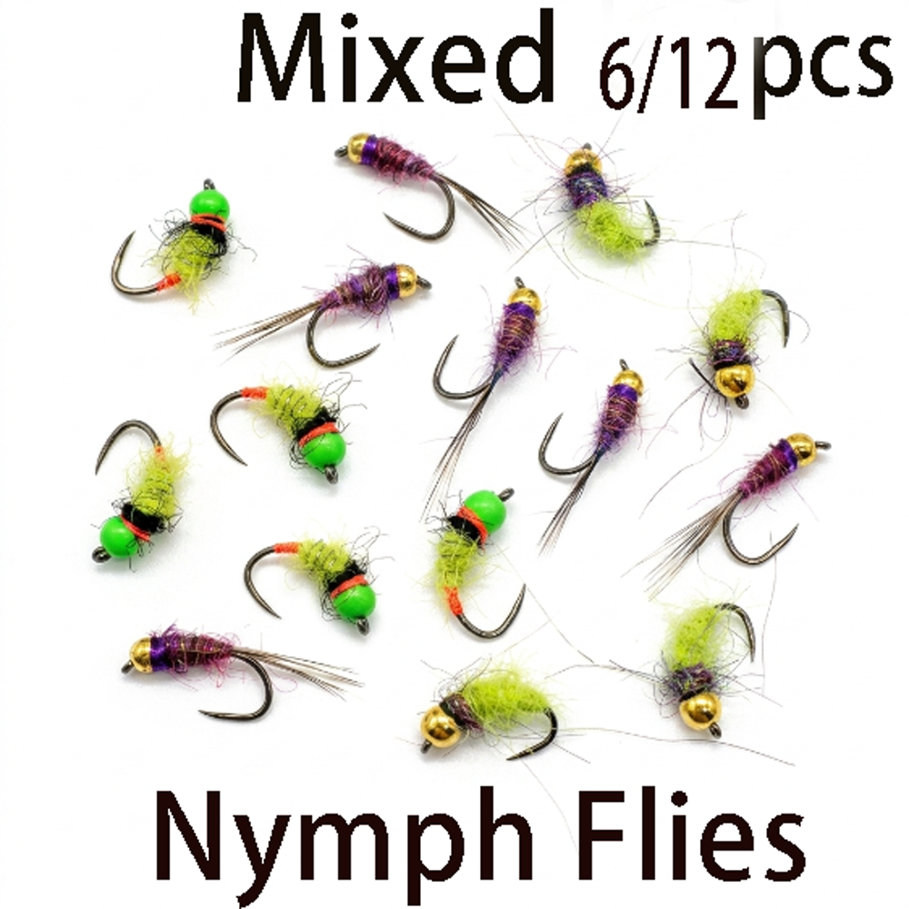 6/12Pcs Mixed Wet Nymph Fly Fi – обзор и цена Fishing Hook Assortment