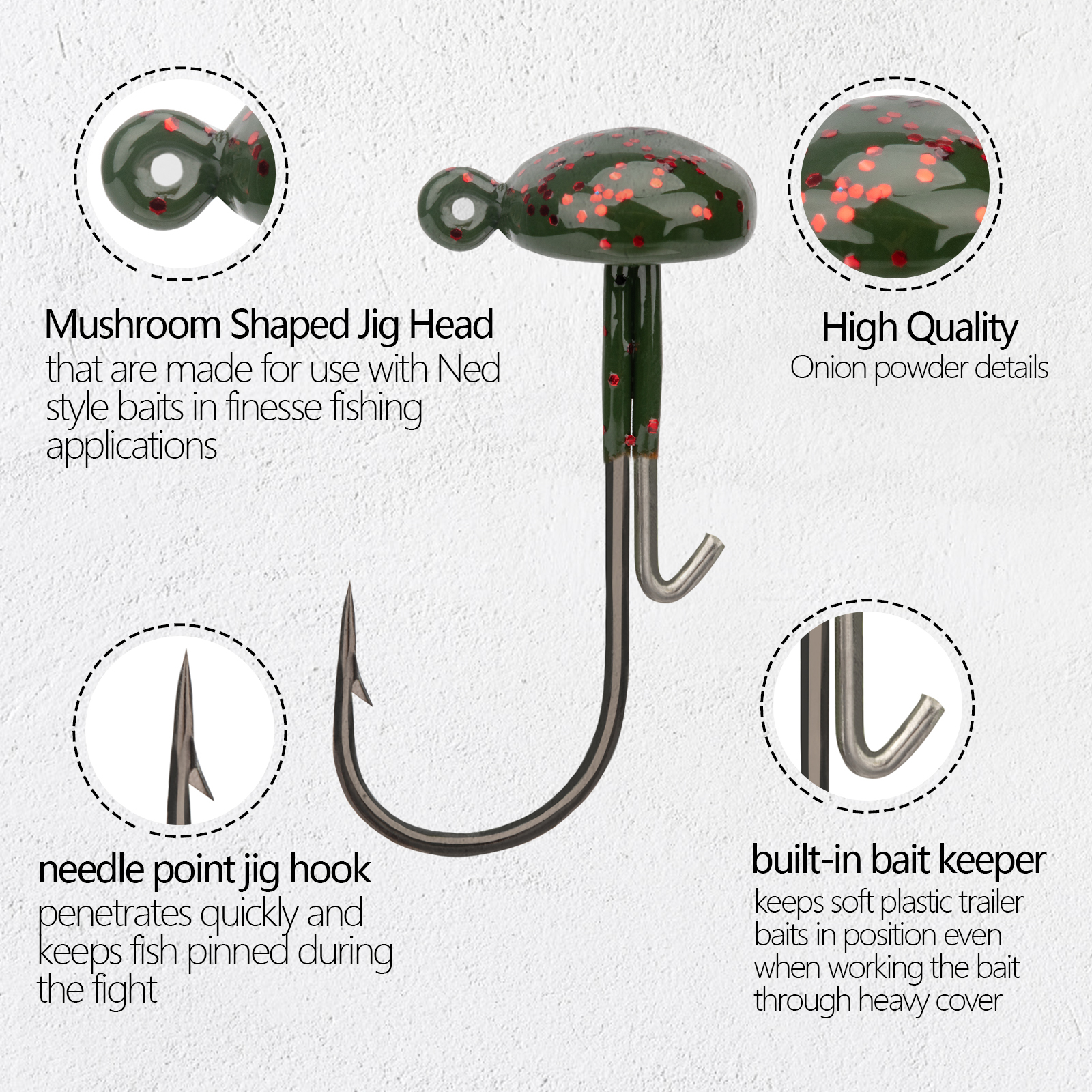 THKFISH 20pcs Ned Rig Jig Head – обзор и цена Fishing Hook Weedless