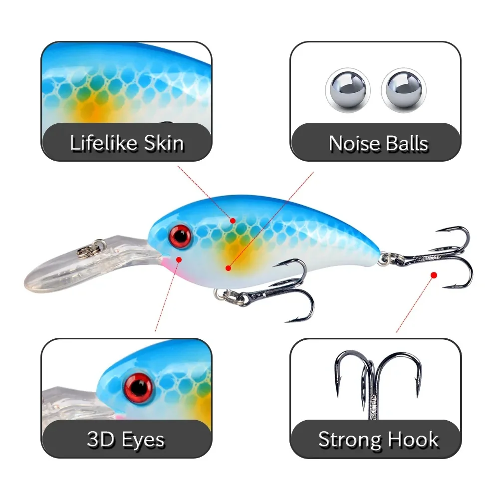 7Pcs Crankbait Fishing Lure Fl – обзор и цена Fishing Hook Treble