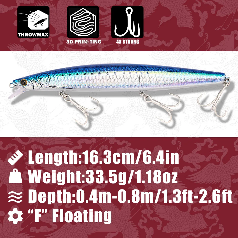B&U 163mm/33.5g Floating Long  – обзор и цена Fishing Hook Treble