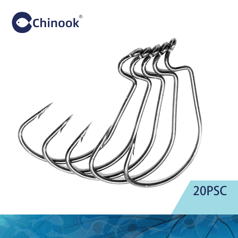 Chinook 20pcs Wide worm Texan  – обзор и цена Fishing Hook Offset