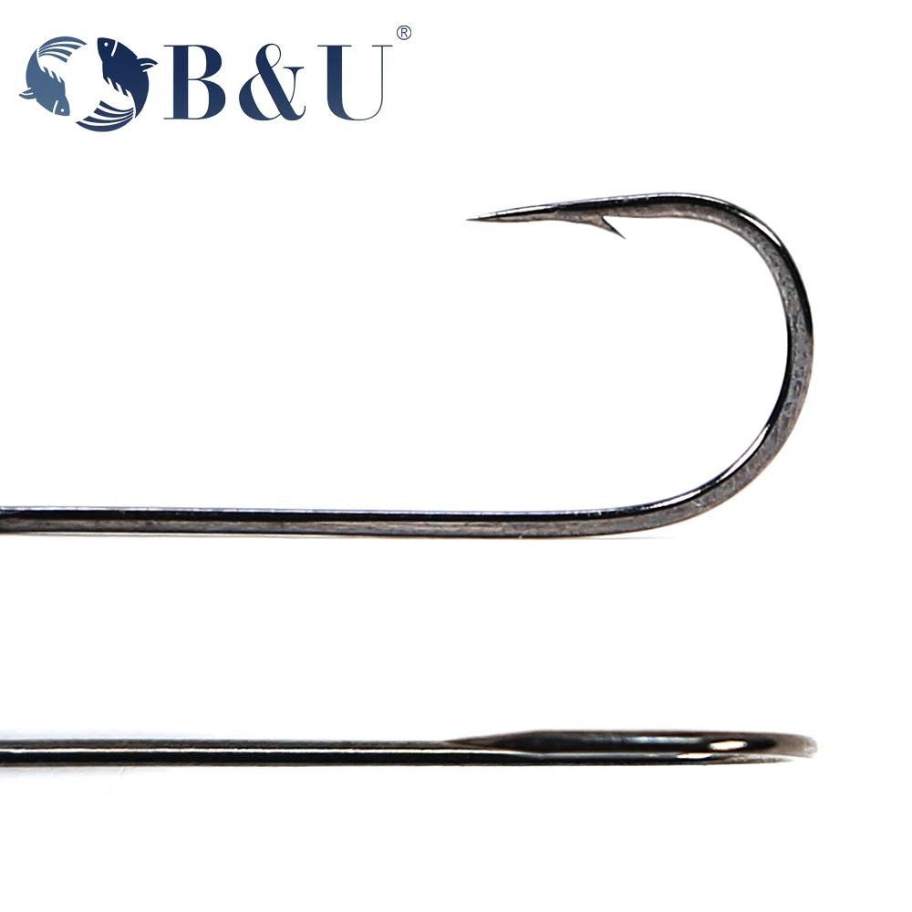 B&U 20pcs Fishing hook big eye – обзор и цена Fishing Hook Barbless