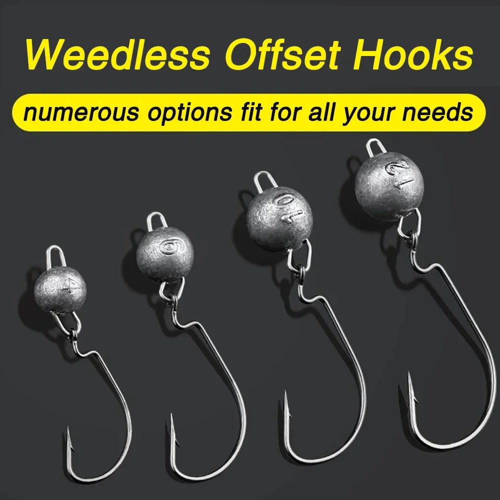 5Pcs Metal Jig Head Worm Hooks – обзор и цена Fishing Hook Offset