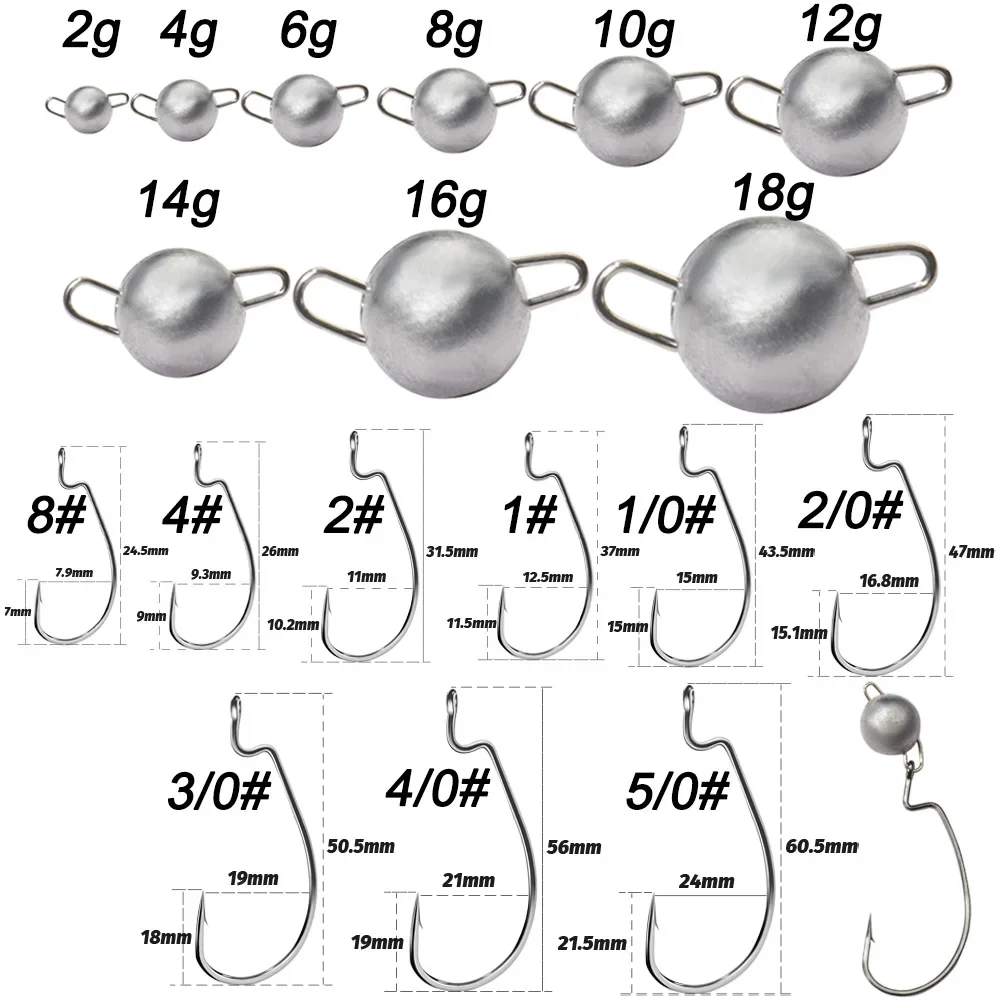 5pcs Metal Jig Head Worm Hooks – обзор и цена Fishing Hook Offset
